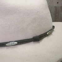 3X Wool Felt Western Hat, Leather Hat Band, Box *gc, older, inner brim stain, clean, mnr hairy, v.loose lining, stains, bent brim
