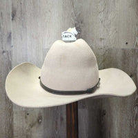 3X Wool Felt Western Hat, Leather Hat Band, Box *gc, older, inner brim stain, clean, mnr hairy, v.loose lining, stains, bent brim
