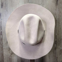 3X Wool Felt Western Hat, Leather Hat Band, Box *gc, older, inner brim stain, clean, mnr hairy, v.loose lining, stains, bent brim
