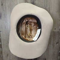 3X Wool Felt Western Hat, Leather Hat Band, Box *gc, older, inner brim stain, clean, mnr hairy, v.loose lining, stains, bent brim
