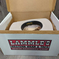 3X Wool Felt Western Hat, Leather Hat Band, Box *gc, older, inner brim stain, clean, mnr hairy, v.loose lining, stains, bent brim
