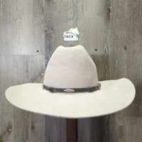 3X Wool Felt Western Hat, Leather Hat Band, Box *vgc, older, inner brim stain, clean, mnr hairy, flat brim
