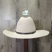 3X Wool Felt Western Hat, Leather Hat Band, Box *vgc, older, inner brim stain, clean, mnr hairy, flat brim
