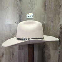 3X Wool Felt Western Hat, Leather Hat Band, Box *vgc, older, inner brim stain, clean, mnr hairy, flat brim
