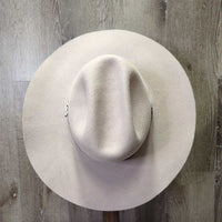3X Wool Felt Western Hat, Leather Hat Band, Box *vgc, older, inner brim stain, clean, mnr hairy, flat brim
