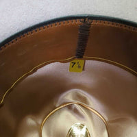 3X Wool Felt Western Hat, Leather Hat Band, Box *vgc, older, inner brim stain, clean, mnr hairy, flat brim
