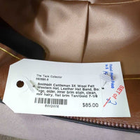 3X Wool Felt Western Hat, Leather Hat Band, Box *vgc, older, inner brim stain, clean, mnr hairy, flat brim
