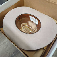 3X Wool Felt Western Hat, Leather Hat Band, Box *vgc, older, inner brim stain, clean, mnr hairy, flat brim
