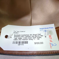 3X Wool Felt Western Hat, Leather Hat Band, Box *vgc, older, v.mnr inner brim stain, clean, mnr marks?
