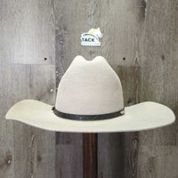 3X Wool Felt Western Hat, Leather Hat Band, Box *gc, older, stains, tape, inner brim stains, rippled edge
