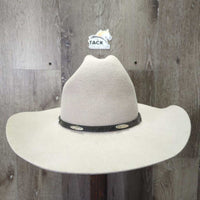 3X Wool Felt Western Hat, Leather Hat Band, Box *gc, older, stains, tape, inner brim stains, rippled edge

