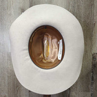 3X Wool Felt Western Hat, Leather Hat Band, Box *gc, older, stains, tape, inner brim stains, rippled edge
