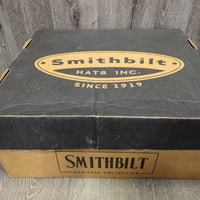 3X Wool Felt Western Hat, Leather Hat Band, Box *gc, older, stains, tape, inner brim stains, rippled edge

