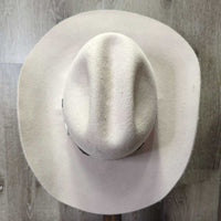3X Wool Felt Western Hat, Leather Hat Band *gc/fair, pulled out lining, tape, pilly edges, hairy
