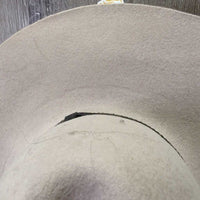 3X Wool Felt Western Hat, Leather Hat Band *gc/fair, pulled out lining, tape, pilly edges, hairy
