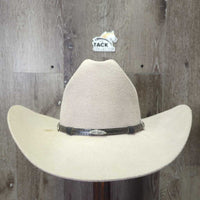 3X Wool Felt Western Hat, Leather Hat Band, Box *vgc, older, inner brim stains, clean, stains, sm cut
