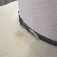 3X Wool Felt Western Hat, Leather Hat Band, Box *vgc, older, inner brim stains, clean, stains, sm cut
