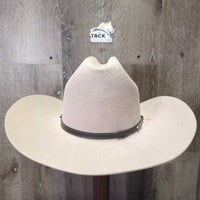 3X Wool Felt Western Hat, Leather Hat Band, Box *vgc, older, inner brim stains, clean, stains, sm cut
