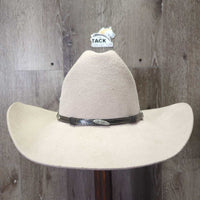 3X Wool Felt Western Hat, Leather Hat Band, Box *vgc, older, mnr inner brim stain, clean, rippled edge, glitter
