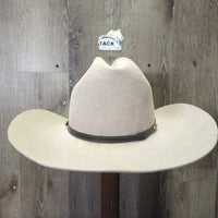3X Wool Felt Western Hat, Leather Hat Band, Box *vgc, older, mnr inner brim stain, clean, rippled edge, glitter
