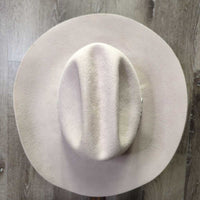 3X Wool Felt Western Hat, Leather Hat Band, Box *vgc, older, mnr inner brim stain, clean, rippled edge, glitter
