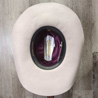 3X Wool Felt Western Hat, Leather Hat Band, Box *vgc, older, mnr inner brim stain, clean, rippled edge, glitter
