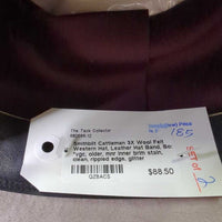 3X Wool Felt Western Hat, Leather Hat Band, Box *vgc, older, mnr inner brim stain, clean, rippled edge, glitter
