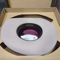 3X Wool Felt Western Hat, Leather Hat Band, Box *vgc, older, mnr inner brim stain, clean, rippled edge, glitter
