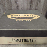 3X Wool Felt Western Hat, Leather Hat Band, Box *vgc, older, mnr inner brim stain, clean, rippled edge, glitter
