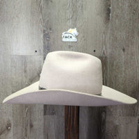 3X Wool Felt Western Hat, Leather Hat Band, Box *gc, older, inner brim & lining stains & peeled spots, mnr hairy, hat string dents, loose lining *NO SIZE, clean
