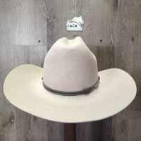 3X Wool Felt Western Hat, Leather Hat Band, Box *gc, older, inner brim & lining stains & peeled spots, mnr hairy, hat string dents, loose lining *NO SIZE, clean
