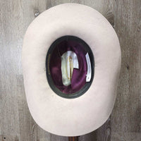 3X Wool Felt Western Hat, Leather Hat Band, Box *gc, older, inner brim & lining stains & peeled spots, mnr hairy, hat string dents, loose lining *NO SIZE, clean
