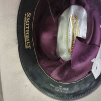3X Wool Felt Western Hat, Leather Hat Band, Box *gc, older, inner brim & lining stains & peeled spots, mnr hairy, hat string dents, loose lining *NO SIZE, clean
