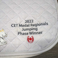 Jumper Saddle Pad "2022 CET" *gc, v.stained, dingy, rubs, pills, puckers, older

