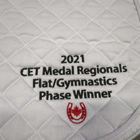 Thick Jumper Saddle Pad "2021 CET" *gc, rubs, pills, clean, linty, stains , puckers
