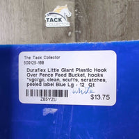 Plastic Hook Over Fence Feed Bucket, hooks *vgc/gc, clean, scuffs, scratches, peeled label

