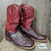 MENS Made in Spain Caiman/Crocodile Tail Square Toe Western Boots *xc, clean, rubs
