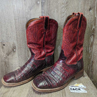 MENS Made in Spain Caiman/Crocodile Tail Square Toe Western Boots *xc, clean, rubs

