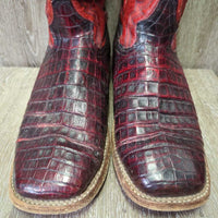 MENS Made in Spain Caiman/Crocodile Tail Square Toe Western Boots *xc, clean, rubs
