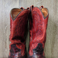 MENS Made in Spain Caiman/Crocodile Tail Square Toe Western Boots *xc, clean, rubs
