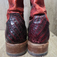 MENS Made in Spain Caiman/Crocodile Tail Square Toe Western Boots *xc, clean, rubs
