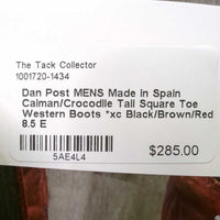 MENS Made in Spain Caiman/Crocodile Tail Square Toe Western Boots *xc, clean, rubs
