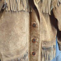 Suede Western Fringe Jacket, buttons *vgc, mnr cuff stains & edge rubs
