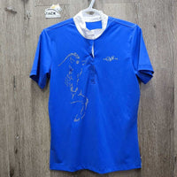 SS Show Shirt, 1/4 Snap Up, Snap Collar, Bling *vgc, bubbled collar

