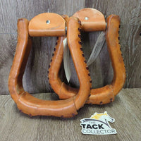 Narrow Leather Western Bell Stirrups *vgc, mnr scuffs, dirt, stains & rubs
