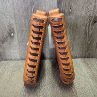 Narrow Leather Western Bell Stirrups *vgc, mnr scuffs, dirt, stains & rubs
