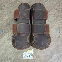 Open Front & Hind Leather Boots, velcro *vgc, clean, mnr rubs, residue, scuffs & scratches
