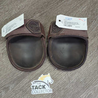 Open Front & Hind Leather Boots, velcro *vgc, clean, mnr rubs, residue, scuffs & scratches
