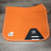 SET: Quilt Dressage Saddle Pad, piping AND 4 Closed Boots, Velcro *vgc, clean & mnr residue, mnr stains, dirt, sand & hair
