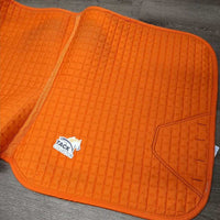 SET: Quilt Dressage Saddle Pad, piping AND 4 Closed Boots, Velcro *vgc, clean & mnr residue, mnr stains, dirt, sand & hair
